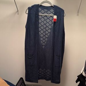 Elegant Open-Front Navy Cardigan